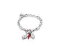 LA CORNE ITALIENNE Bracelet Vabbe Femme Chaîne Maillon, Corne, Mano Cornuto, Cœur Sacré en Acier (Argent)