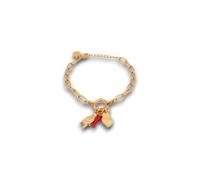 LA CORNE ITALIENNE Bracelet Vabbe Femme Chaîne Maillon, Corne, Mano Cornuto, Cœur Sacré en Acier (Doré)