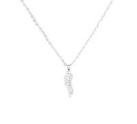 LA CORNE ITALIENNE Collier Eleganza Femme Chaîne en Acier Argenté Corne en Acier et Zircon incrusté (Argent Corne 18mm)