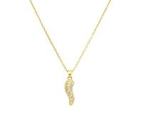 LA CORNE ITALIENNE Collier Eleganza Femme Chaîne en Acier Argenté Corne en Acier et Zircon incrusté (Doré Corne 18mm)