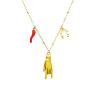 LA CORNE ITALIENNE Collier Fortuna Mixte Chaîne en Acier Argenté Corne, Mano Cornuto, Ferro di Cavallo en Acier (Doré)