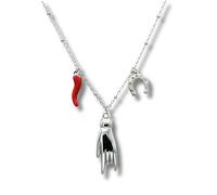 LA CORNE ITALIENNE Collier Fortuna Mixte Chaîne en Acier Argenté Corne, Mano Cornuto, Ferro di Cavallo en Acier (Argent)