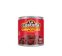 LA COSTENA - Chipotles en Adobo - Piments Jalapeños Fumés en Sauce Tomate Épicée - Spécialité Mexicaine - Idéal Tacos, Burritos & Marinades - la boîte de 121g net Égoutté - 220g - Le Lot De 4