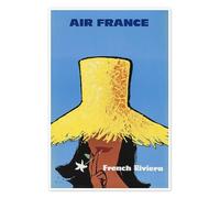 La Côte d'Azur, Air France Poster de Vintage Travel Collection 70 x 100 cm Bleu Tableaux Décoration murale