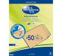 La Couronne Pochette kraft brun 260 x 330 mm 90g sans fenêtre - autocollante bande siliconée - Lot de 50
