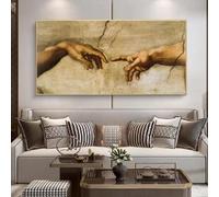 La création d'Adam de Michel-Ange Impression sur Toile peintures célèbres toile mur Art main à main Art photos impressions 80x160 cm sans cadre