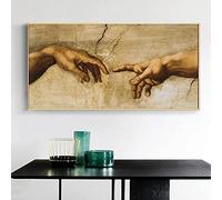 La Création d'Adam par Michel-Ange Main à Main Peintures sur Toile d'Art Célèbre Affiches d'art Mural et Impressions Photos Décor 50x100cm (20x39in) Sans Cadre