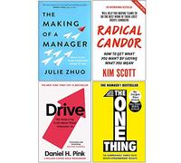 La création d'un manager, Radical Candor, Drive Daniel H. Pink, The One Thing 4 Books Collection Set