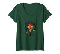 La créativité est l'intelligence Qui s'amuse et Inspire T-Shirt avec Col en V, Femme, Vert Forêt, XL