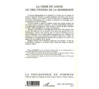 La crise du logos ou des utopies de la modernité