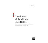 La critique de la religion chez Hobbes: Une contribution à la compréhension des Lumières (1933-1934)