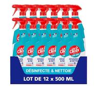 LA CROIX - Spray Désinfectant et Nettoyant Cuisine - Efficacité Sans javel et avec 6 ingrédients - Enlève saleté et graisse - Lot de 12 Flacon Spray 500 ml