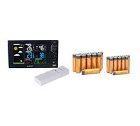 La Crosse Technology WS6827-BLA Station Météo Ecran Couleurs Français Noir + Amazon Basics Pack économique de 24 piles AA et AAA hautes performances - 12 piles AA et 12 piles AAA