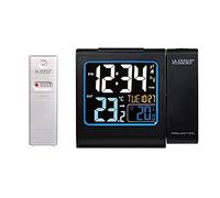 La Crosse Technology Réveil radio‑piloté WT552 – Écran couleur, projection, temp. int. – Noir