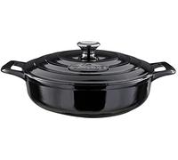 La Cuisine 3140MB Sauteuse Faitout en Fonte Émaillée avec Couvercle, Noir Brillant Extérieure, Émail Noir Mat Intérieur, Ø 28 cm Compatible avec Toutes Sources de Chaleur