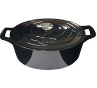 La Cuisine 6240MB Cocotte en Fonte Émaillée avec Couvercle, Noir Brillant Extérieure, Émail Noir Mat Intérieur, Ovale 33x25x16cm Capacité 6.5 L