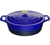 La Cuisine Cocotte Ovale Cocotte Rôtissoire avec Couvercle Induction Émail Bleu 33 cm 6,5 L Passe au four