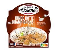 LA CUISINE D'OCEANE - Plat Cuisiné Dinde Rôtie Saveurs Forestières, Duo de Riz Fondant (Barquette 300g) - Le Lot De 4