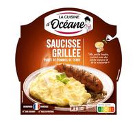 LA CUISINE D'OCEANE - Plat Cuisiné · Saucisse Grillée Et Purée de Pommes de Terre · Cuisiné avec des Petits Oignons et de la Moutarde · Prêt en 2 min au Micro-Ondes - la barquette de 300 - Le Lot De 4