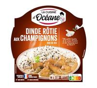 LA CUISINE D'OCEANE - Plats Cuisinés - Dinde rôtie forestière duo de riz - De la Crème Fraîche et des Champignons de Paris · Prêt en 2 min au Micro-Ondes - la barquette de 300g - Le Lot De 4