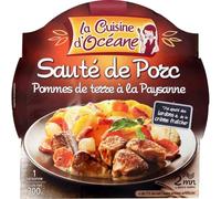 LA CUISINE D'OCEANE - Sauté de Porc avec Pommes de Terre à la Paysanne - Lardons et Crème Fraîche - Sans Arôme Artificiel - Prêt en 2 min au Micro-Ondes - la barquette de 300g - Le Lot De 4