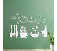 La cuisine est le cœur de la maison. Mangez, savourez, aimez, goûtez Stickers gravés Étanche 42x64.7cm Blanc