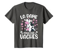 La Dame Folle des Vaches Fermier Drôle Vache T-Shirt, Enfant, Asphalte, 12 Ans