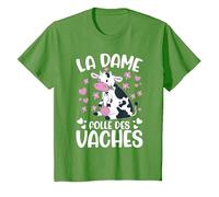 La Dame Folle des Vaches Fermier Drôle Vache T-Shirt, Enfant, Herbe, 3 Ans