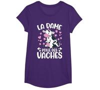 La Dame Folle des Vaches Fermier Drôle Vache T-Shirt, Fille, Violet, S