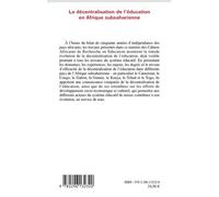 La décentralisation de l'éducation en Afrique subsaharienne - Louis Marmoz - L'harmattan - broché - Essai