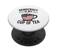 La Démocratie Est Ma Tasse De Thé USA Pride USA Coffee Lover PopSockets PopGrip Adhésif
