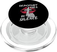 La démocratie Meurt en Silence, Militant protestataire, lèvres grunges PopSockets PopGrip pour MagSafe