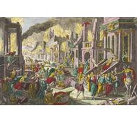 La destruction de Jérusalem par Nabuchodonosor II vers 589 av. Après une œuvre du XVIIIe siècle par un artiste inconnu. Poster imprimé par Ken Welsh (17 x 11)