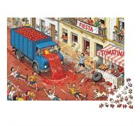 La Diapositive de Rue du Festival de la Tomate espagnole Puzzle en Bois Imperméable Puzzles De 1000 Pièces pour Adultes Impossible De Décoration pour La Maison
