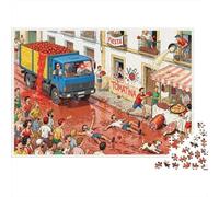 La Diapositive de Rue du Festival de la Tomate espagnole Puzzle en Bois Imperméable Puzzles De 1000 Pièces pour Adultes Cadeaux Amusant Jeux De Stimulants