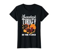 La Dinde de Thanksgiving la Plus Douce du Troupeau pour Petites Filles T-Shirt Graphique avec Valeur, Femme, Noir, M
