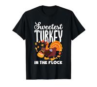 La Dinde de Thanksgiving la Plus Douce du Troupeau pour Petites Filles T-Shirt Graphique avec Valeur, Homme, Noir, XL