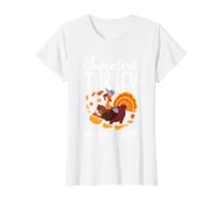 La Dinde de Thanksgiving la Plus Douce du Troupeau pour Petites Filles T-Shirt Graphique avec Valeur, Femme, Blanc, XL