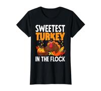 La Dinde de Thanksgiving la Plus Douce du Troupeau pour Petites Filles T-Shirt Graphique avec Valeur, Femme, Noir, S
