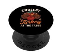 La Dinde la Plus Cool à la Table - Oiseau de la Famille de Thanksgiving Amusant PopSockets PopGrip Adhésif