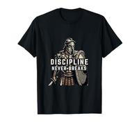 La Discipline ne s'arrête jamais | Design Spartan Warrior T-Shirt