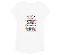 La diversité Nous Rend Plus forts : Célébration de l'unité Inclusive T-Shirt, Fille, Blanc, XS