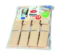 LA DROGUERIE ÉCOLOGIQUE-Pinces pour sac à vrac en bois de hêtre La Droguerie écologique - 8 pinces