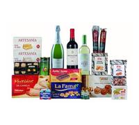 La Fama Coffret Gastronomique Espagnol de Noël, 18 Articles avec Chorizo, Saucisson, Polvorones, Mantecados, Mazapan, Thon à l'Huile, Vin