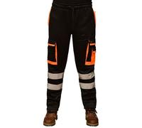 La Familie Clothing Hi Vis Reflective Work Joggers Men - Pantalon cargo haute visibilité pour homme - Pantalon de travail de sécurité - Bande réfléchissante, Noir , M