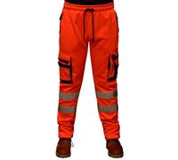 La Familie Clothing Hi Vis Reflective Work Joggers Men - Pantalon cargo haute visibilité pour homme - Pantalon de travail de sécurité - Bande réfléchissante, Orange, M