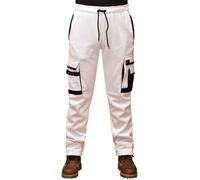 La Familie Clothing Hi Vis Reflective Work Joggers Men - Pantalon cargo haute visibilité pour homme - Pantalon de travail de sécurité - Bande réfléchissante, Blanc., XL