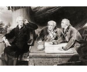 La famille Baring. Sir Francis Baring son frère John et son gendre Charles Wall. Par Edward McInnes après la peinture de Sir Thomas Lawrence. Baring 1740 - 1810 était un banquier marchand anglais. Il