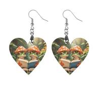 La famille de grenouilles est en train de lire des boucles d'oreilles en bois pour femme, bijoux vintage élégants en bois, boucles d'oreilles légères pour mariage, fête, cadeau de bijoux au quotidien