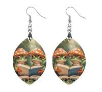 La famille de grenouilles est en train de lire des boucles d'oreilles en bois pour femme, bijoux vintage élégants en bois, boucles d'oreilles légères pour mariage, fête, cadeau de bijoux au quotidien